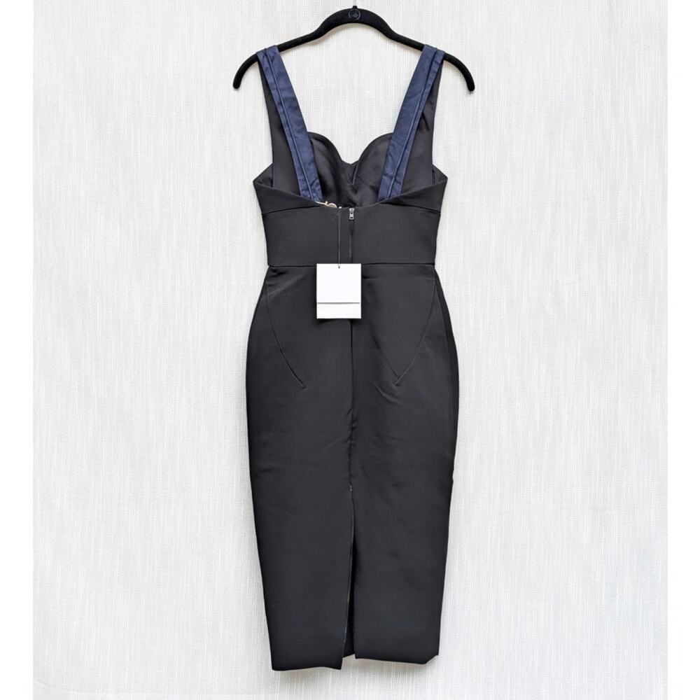 Victoria Beckham Dense Rib Trompe L'Oeil Fitted Dress Womens 4 Bodycon Midi NWT - Picture 3 of 15